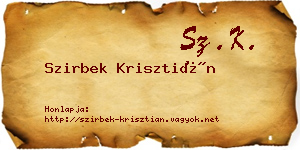 Szirbek Krisztián névjegykártya